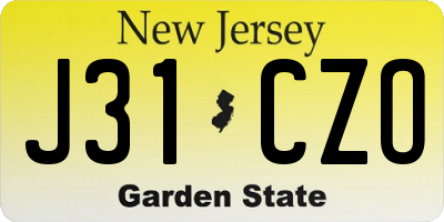 NJ license plate J31CZO