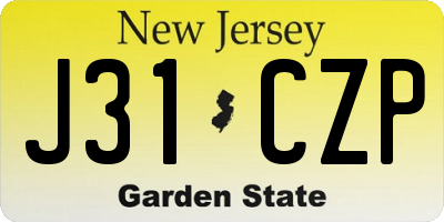 NJ license plate J31CZP