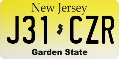NJ license plate J31CZR