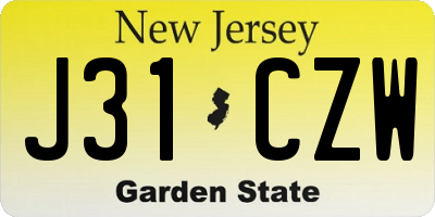 NJ license plate J31CZW
