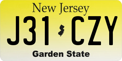NJ license plate J31CZY