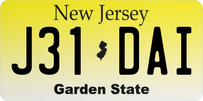 NJ license plate J31DAI