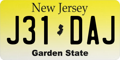 NJ license plate J31DAJ