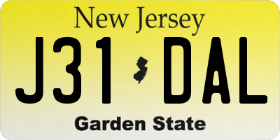 NJ license plate J31DAL