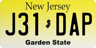 NJ license plate J31DAP