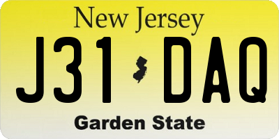 NJ license plate J31DAQ