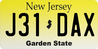 NJ license plate J31DAX