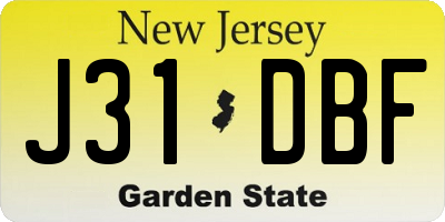 NJ license plate J31DBF