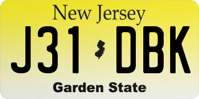 NJ license plate J31DBK