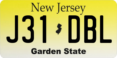 NJ license plate J31DBL
