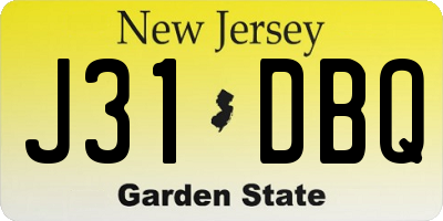 NJ license plate J31DBQ