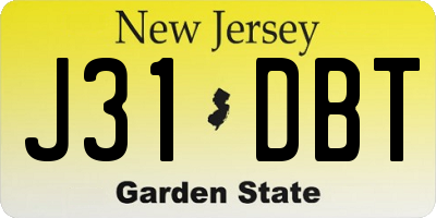 NJ license plate J31DBT