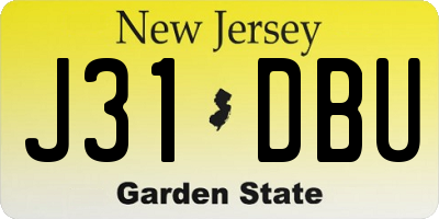 NJ license plate J31DBU