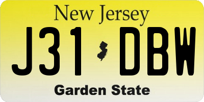 NJ license plate J31DBW