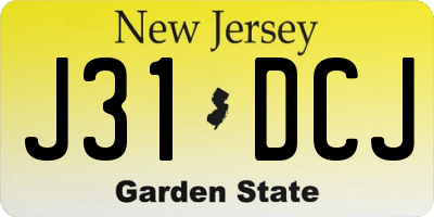 NJ license plate J31DCJ
