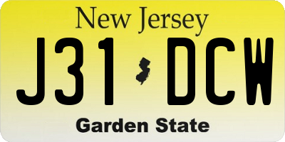 NJ license plate J31DCW
