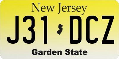 NJ license plate J31DCZ