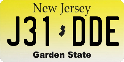 NJ license plate J31DDE