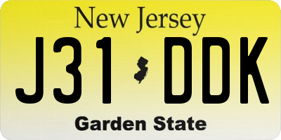 NJ license plate J31DDK