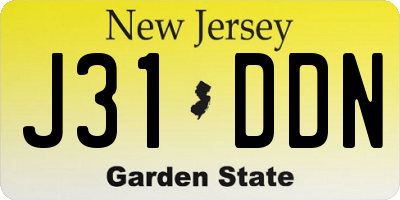 NJ license plate J31DDN
