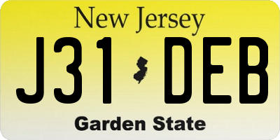 NJ license plate J31DEB