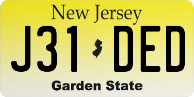 NJ license plate J31DED