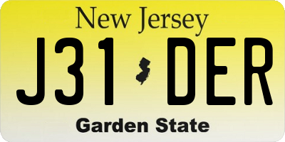 NJ license plate J31DER