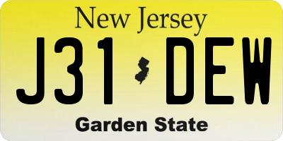 NJ license plate J31DEW