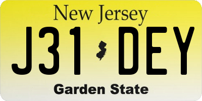 NJ license plate J31DEY