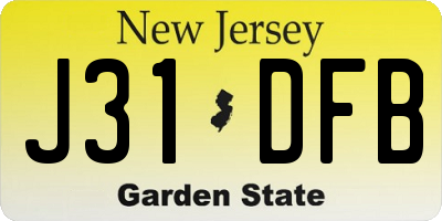 NJ license plate J31DFB