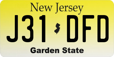 NJ license plate J31DFD