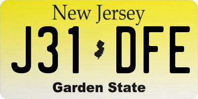 NJ license plate J31DFE