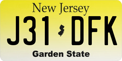 NJ license plate J31DFK