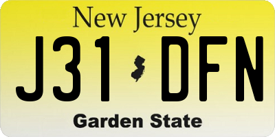 NJ license plate J31DFN