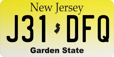 NJ license plate J31DFQ