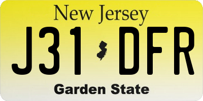 NJ license plate J31DFR
