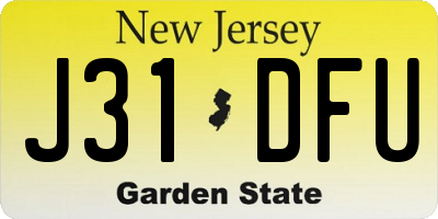 NJ license plate J31DFU