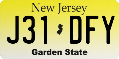 NJ license plate J31DFY