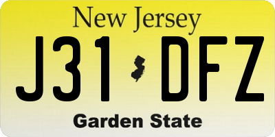 NJ license plate J31DFZ