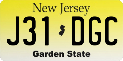 NJ license plate J31DGC