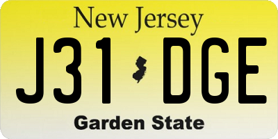 NJ license plate J31DGE