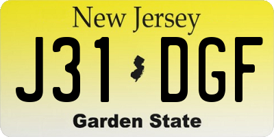 NJ license plate J31DGF