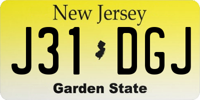 NJ license plate J31DGJ