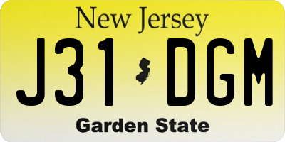NJ license plate J31DGM
