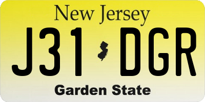 NJ license plate J31DGR