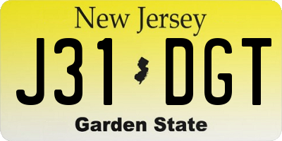 NJ license plate J31DGT