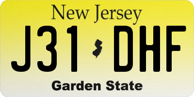 NJ license plate J31DHF
