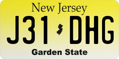 NJ license plate J31DHG
