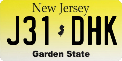 NJ license plate J31DHK