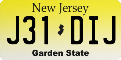 NJ license plate J31DIJ
